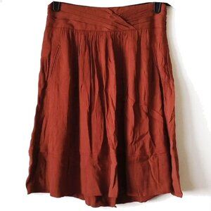 Sundance Viscose Pleated Wide-Waist Full Skirt 2 Clay Brown
